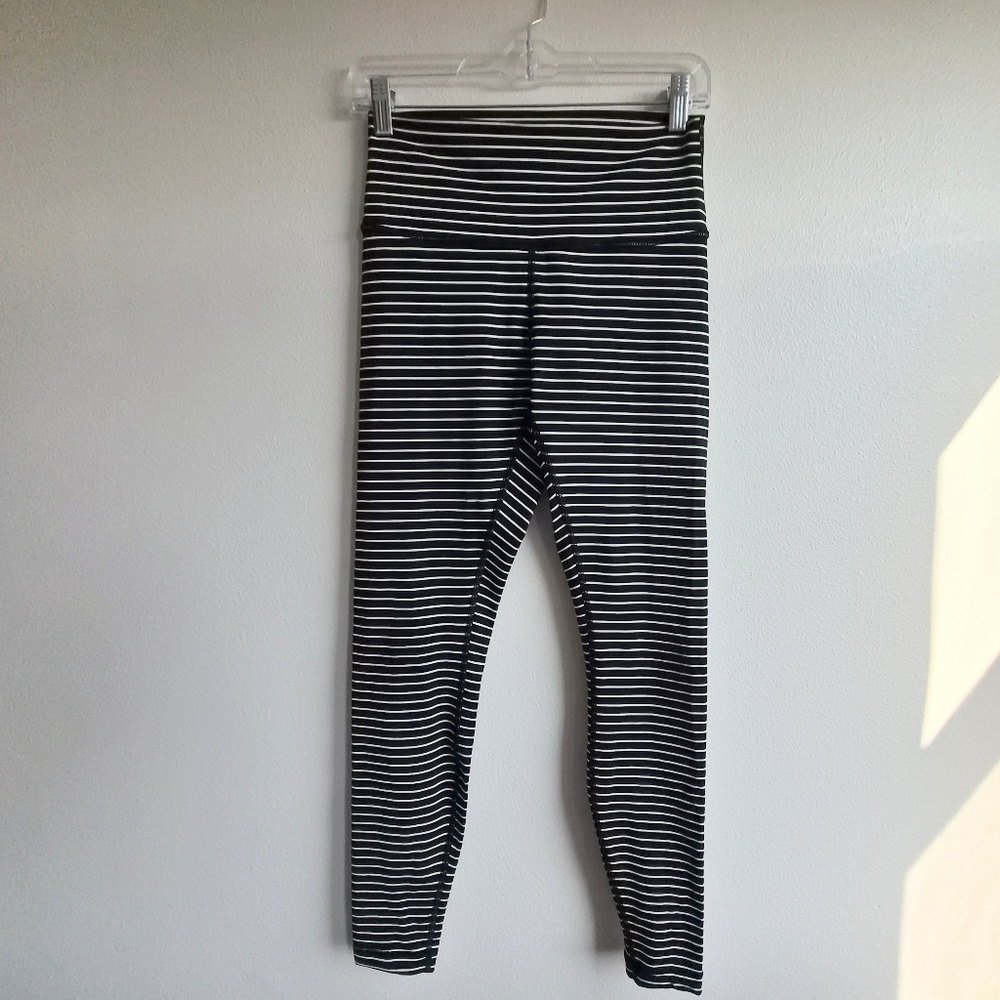lululemon athletica Black & White Striped High-Rise Leggings